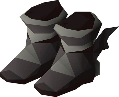 Black boots osrs. White Knight equipment (also known as white equipment) is a group of weapons and armour used by the White Knights, available after completion of the Wanted! quest. To wield the weapons, players must have at least 10 Attack, and to wear the armour, 10 Defence. This equipment offers the same bonuses as black equipment, except for a +1 Prayer bonus. Due to the difficulty of obtaining it compared ... 