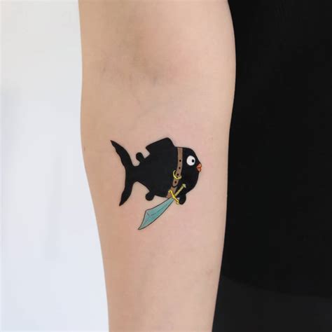 Japanese Watercolor Ankle Tattoo of Two Fish a