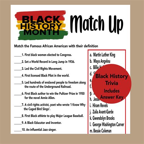 Black history month trivia. 2024 Miami Times Black History Month Quiz. Feb 8, 2024 Updated Feb 8, 2024. Embark on a journey through time with The Miami Times' 2024 Black History Quiz! Uncover hidden gems, celebrate achievements, and test your knowledge of the pivotal moments and trailblazing individuals that have shaped Black history. Ready, set, learn! 