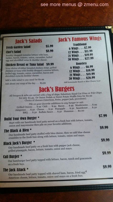 Black jack menu