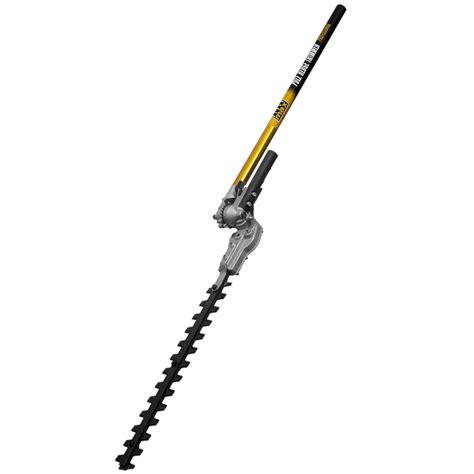 It is compatible with the 20V MAX* Pole Hedge Trimmer (DCPH820) and 20V MAX* Pole Saw (DCPS620), both sold separately. Its 22 in. hardened-steel, laser-cut blades are engineered for clean, fast cuts on branches up to 1 inch thick. The 7-position 180-degree articulating head allows you to customize cutting angles for hedges of any shape and size.