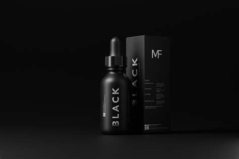 Black mockup.  Includes a close-up detail angle plus an unboxing/packaging ...
