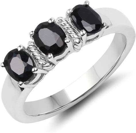 Black sapphire ring. The color is very dark. Some may be more very dark blue or gray than black. They are still known as black sapphires to avoid confusion with blue or gray gemstones. Their color means that black sapphires are sometimes mistaken for onyx, a very different gem. Like other sapphires, black gems may exhibit pleochroism. 