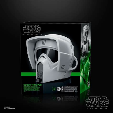 Black series scout trooper helmet. Featuring highly detailed deco, movie-inspired design, adjustable fit, and electronic voice distortion, this full-scale Scout Trooper Black Series helmet is an iconic addition to any Star Wars fan’s collection. With the press of a button, fans and collectors can distort their voice to sound like that of a Scout Trooper. 