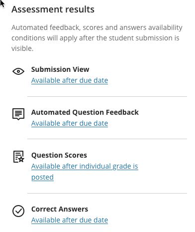 Blackboard Exam Settings: Showing Test Results and Feedback to Students ...