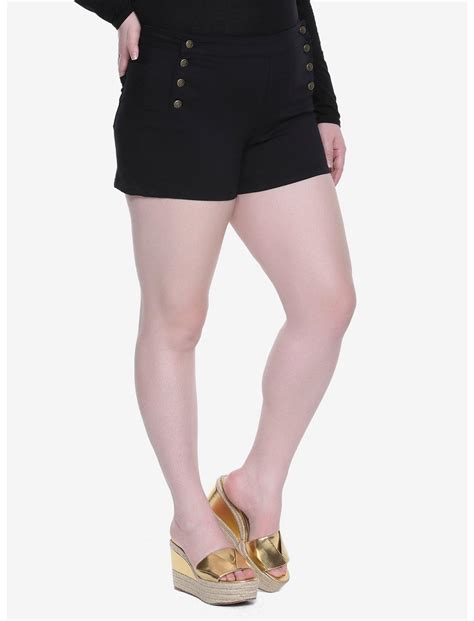 Blackheart Black High-Waisted Sailor Shorts Plus Size - Hot Topic