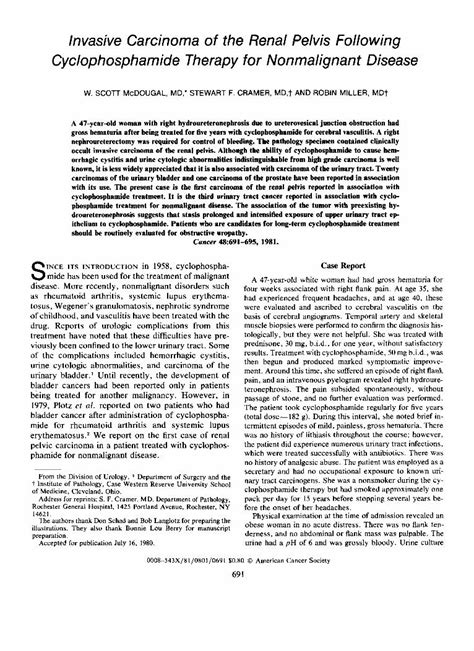 Bladder and kidney cancer following cyclophosphamide therapy