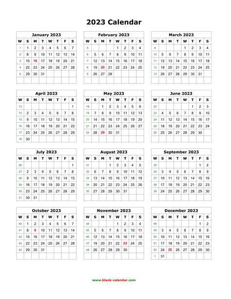 Blank 2023 Calendar Printable