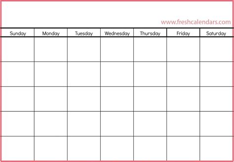 Blank 31 Day Calendar