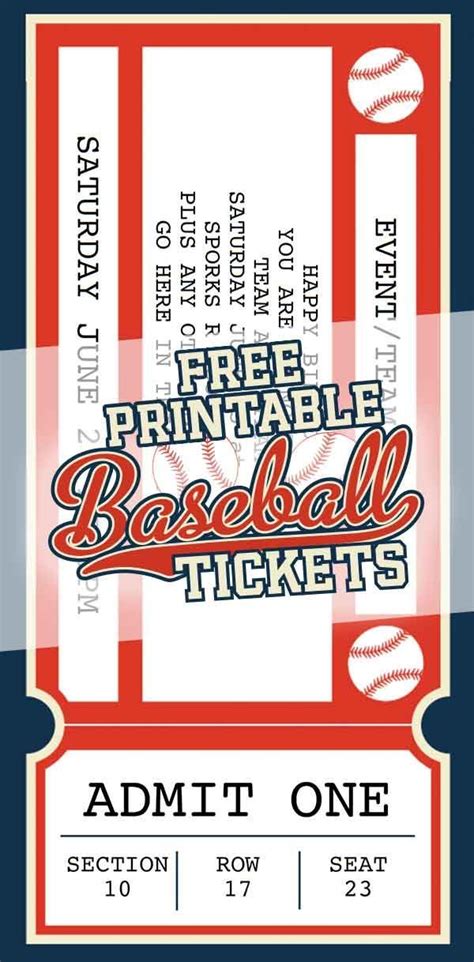 Blank Baseball Ticket Template Free