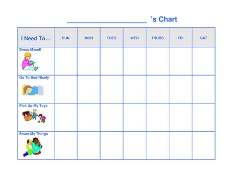 Blank Behavior Chart For Preschoolers