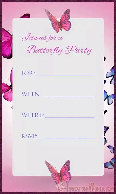 Blank Butterfly Invitations Templates Free