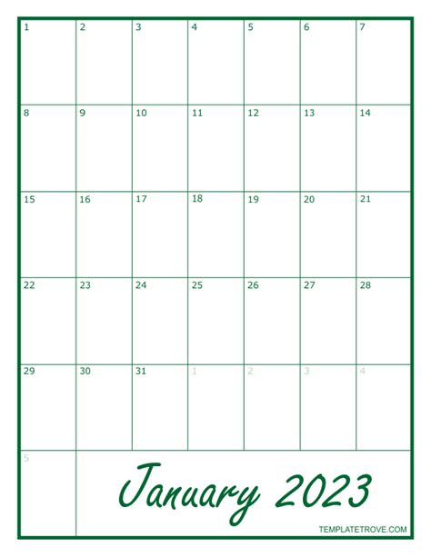 Blank Calendar 2023 Printable