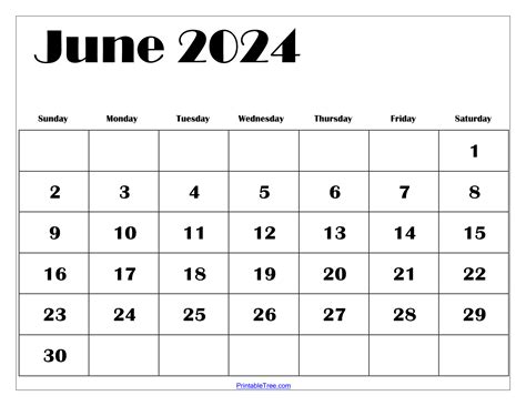 Blank Calendar For June