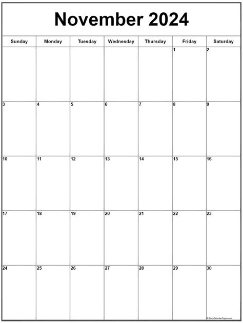 Blank Calendar November
