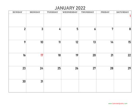 Blank Fillable Calendar 2022