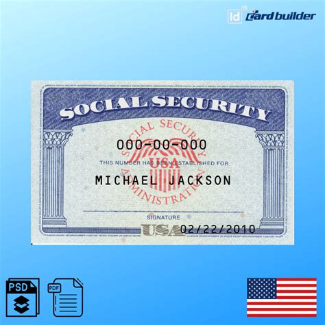 Blank Fillable Social Security Card Template PSD [SSN Font Generator
