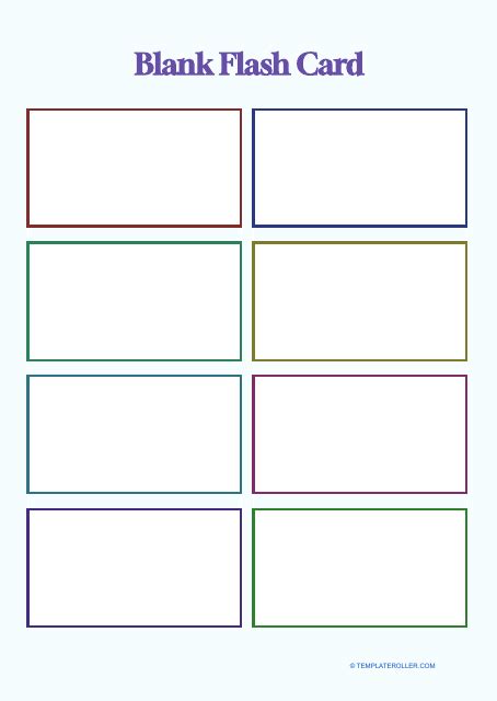 Blank Flash Card Templates Printable Flash Cards Pdf Format