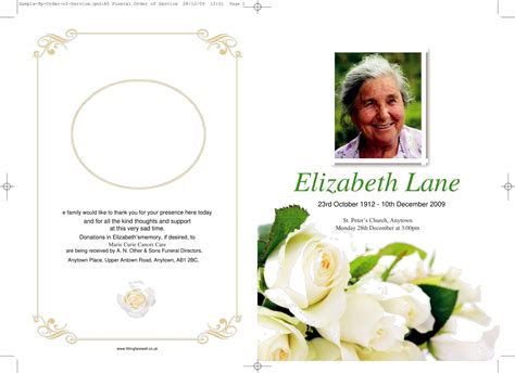 Blank Funeral Program Template Free