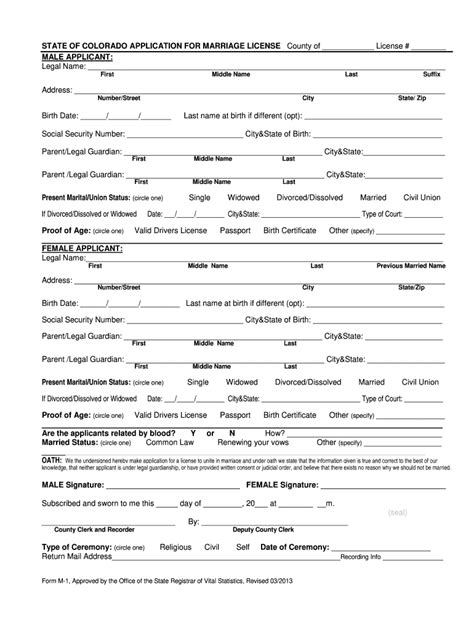 Blank Marriage Application Form Fill Out and Sign Printable PDF