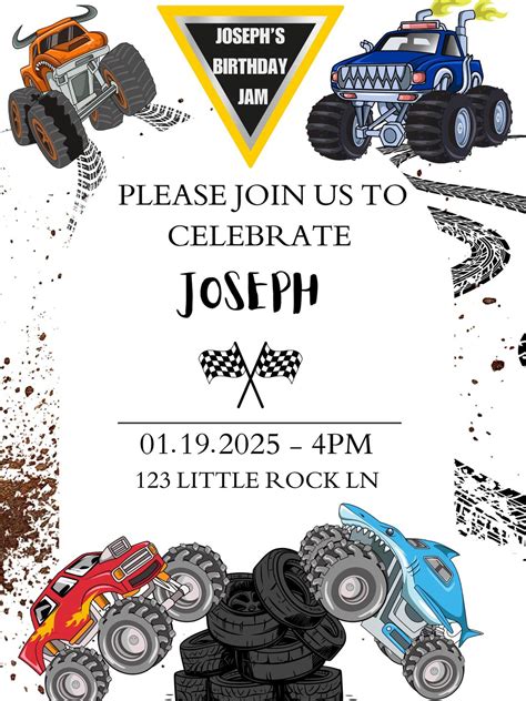 Blank Monster Jam Invitation Template