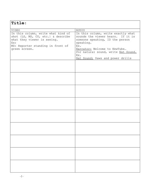 Blank Movie Script Template