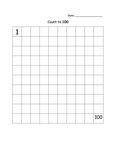 Blank Number Chart 1100 100 number chart