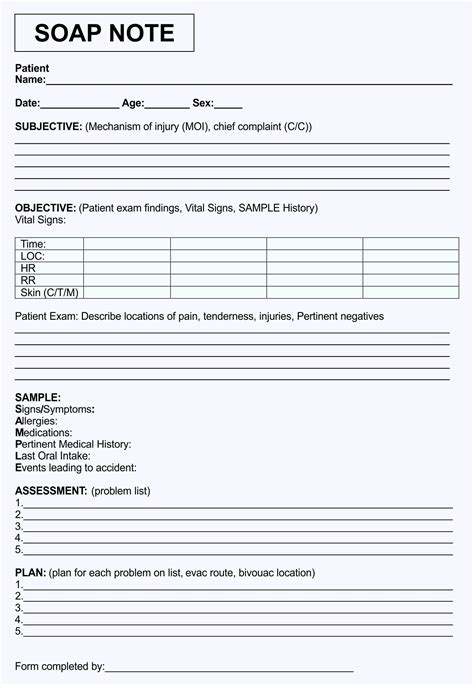 Blank Nursing Progress Notes Notes Template Nursing Notes Soap Note