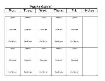 Blank Pacing Guides For Teaching