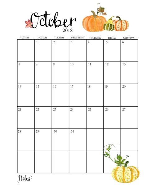 Blank Printable October Calendar