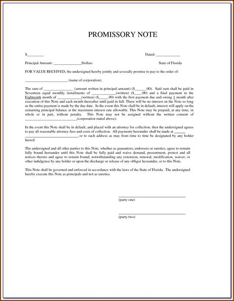 Blank Promissory Note Form Free Download Form Resume Examples 