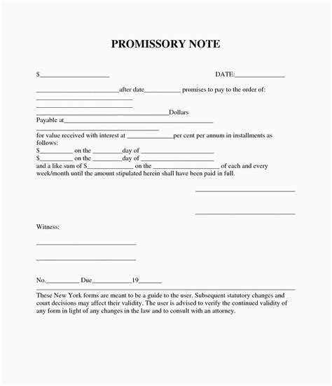 Blank Promissory Note Printable