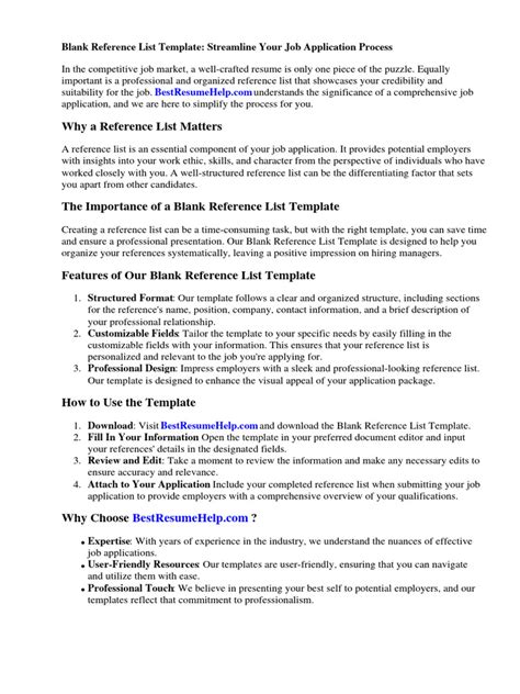 Blank Reference List Template PDF Employment Mathematics