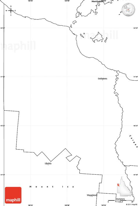 Blank Simple Map of Bourke - maphill.com