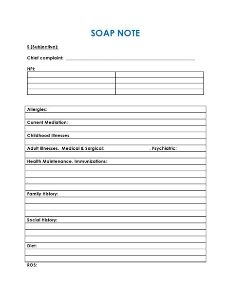 Blank Soap Note Template Professional Template Examples