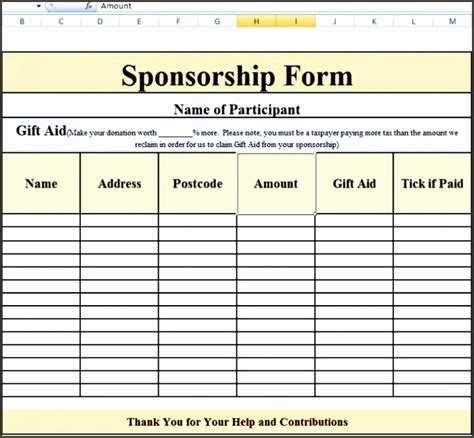 Blank Sponsor Form Template Free Sample Design Templates