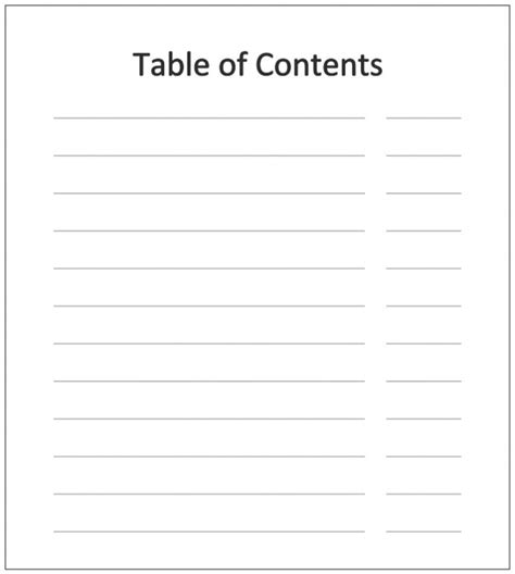 Blank Table Of Contents Template 4 Templates Example Templates Example