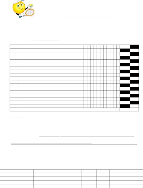 Blank Table Tennis Score Sheet Free Download - Formsbirds