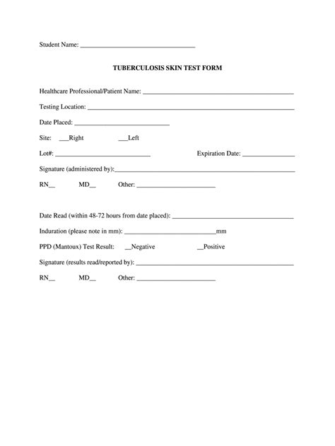 Blank Tb Test Form Printable