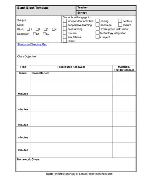 Blank Unit Lesson Plan Template Professional Template Examples