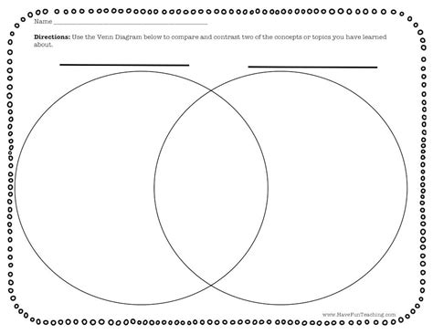Blank Venn Diagram Graphic Organizer Worksheet by Teach Simple