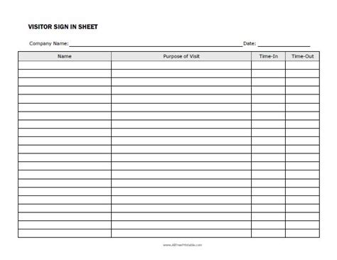 Blank Visitor Sign In Sheet How to create a Visitor Sign In Sheet