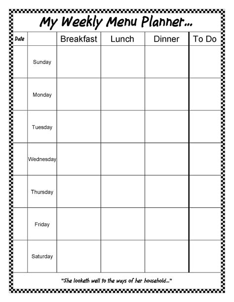 Blank+Weekly+Menu+Planner+Template Weekly menu planners, Menu