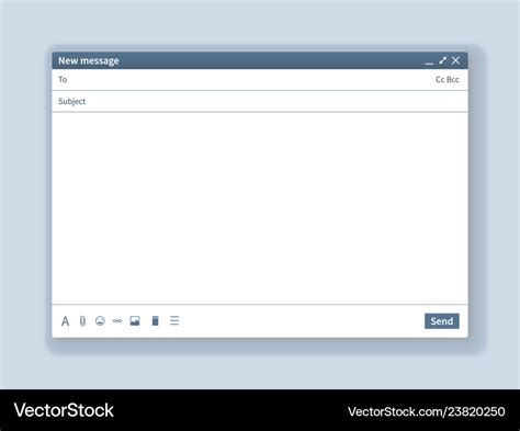Blank email screen mail message interface blank Vector Image