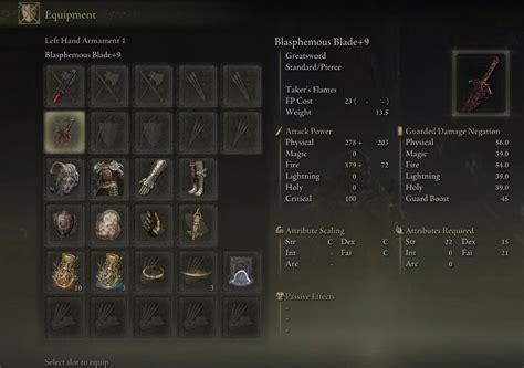Blasphemous blade requirements. Like all SoulsBorne games, Elden Ring has specific requirements for wielding weapons effectively. The Blasphemous Blade is a pretty demanding weapon, which isn't shocking considering how good it is. 