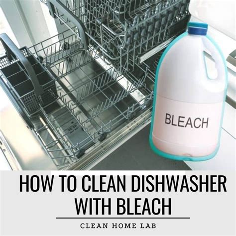 Bleach in dishwasher. To use bleach, follow the steps below. Fill a dishwasher and bleach safe bowl with ½ or one cup of bleach. Place at the top rack of the dishwasher. Run the machine on the hottest setting. Add half or one cup of bleach to the bottom of the dishwasher and run a full wash cycle. 