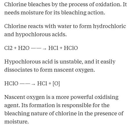 Bleaching action of chlorine is by? - Vedantu