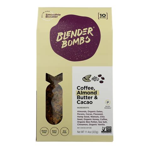 Blender bombs. Blender Bombs transform your smoothie into a convenient, delicious meal replacement. The combination of nuts, seeds, a date, and a little organic raw honey in a Blender Bomb, mixed in with the fruit in your smoothie, prevents your blood sugar from skyrocketing. The BB helps battle that mid-morning slump and the temptation to snack. 