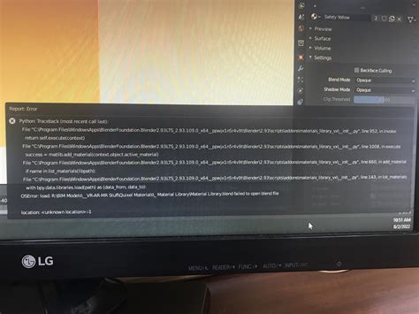 Blender python traceback error.  It is possible the library is incompatible with...