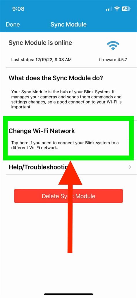 Blink network strength low.  Tap General Settings.  If you haven't already, attempt a p...